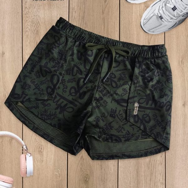 Doble short print verde militar (S-M)