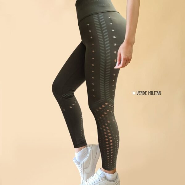 Leggins láser verde militar (S-M)