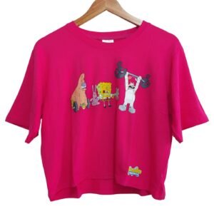 Crop oversize bob esponja fucsia